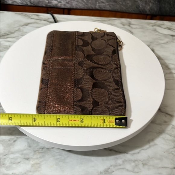 Coach Legacy Signature Wristlet Wallet Clutch with After Market Chain Brown - Picture 15 of 16